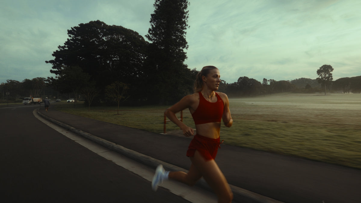 Runner training at dawn